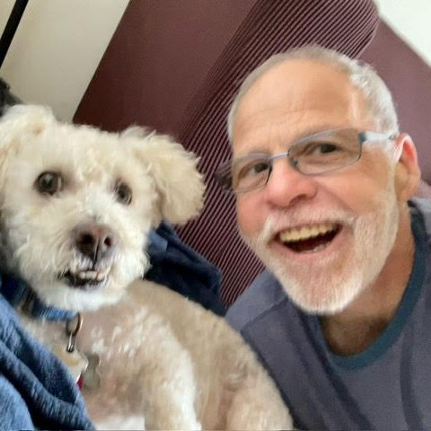 man selfie with dog
